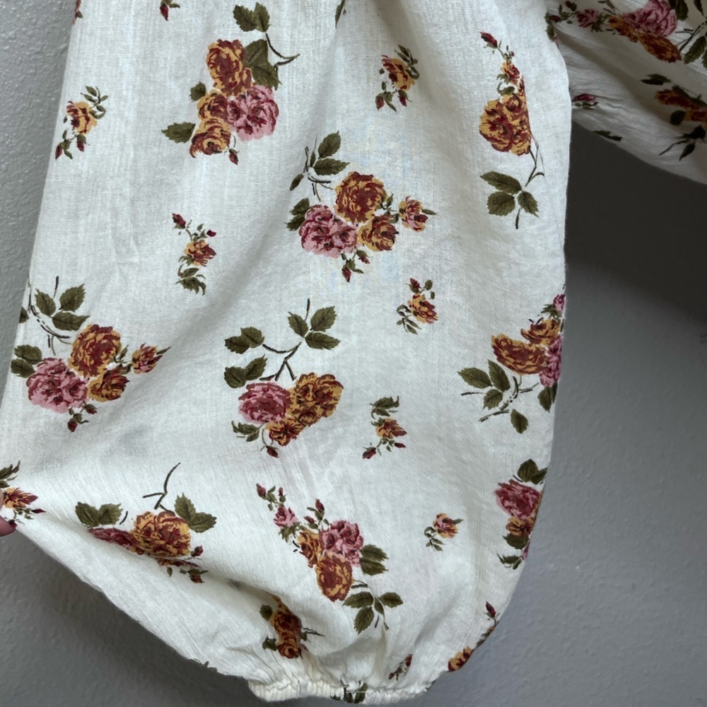 Denim & Supply Ralph Lauren RL Boho Floral Cottagecore Sz M Puff-Sleeve Blouse - Picture 8 of 12